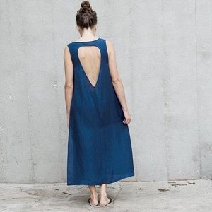 Ali Golden cutout back linen blend dress